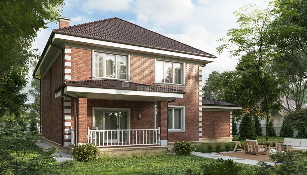 2. Проект двухэтажного дома в классическом стиле с четырехскатной, t-94-01, площадью - 197 кв c терассой, гаражом